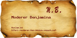 Moderer Benjamina névjegykártya